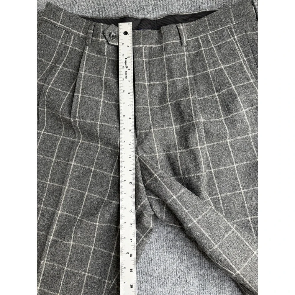 Paul Frederick Mens Wool Blend Plaid Pleated Dress Pants Sz‎ 36W | Soft Designer